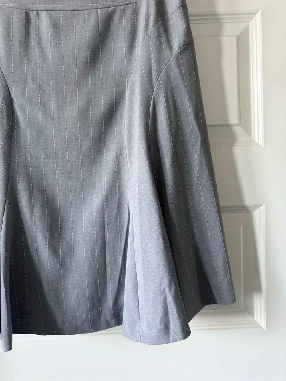 Vintage Y2K Worthington Stretch Gray Pinstripe A-Line Career Skirt Size 8